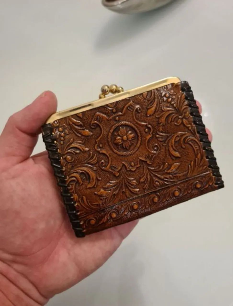 Porta moedas espanhol em couro legítimo vintage - Foto 2