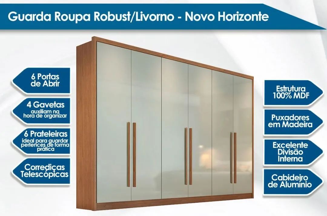Guarda Roupas Casal Mdf Robust com montagem e entrega grátis consulte* 