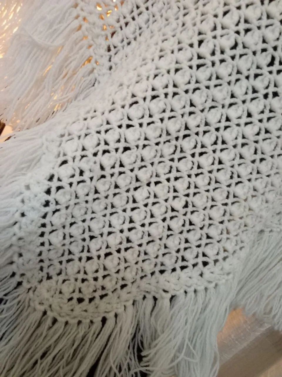 Poncho lã tricô feito a mão  - Foto 4