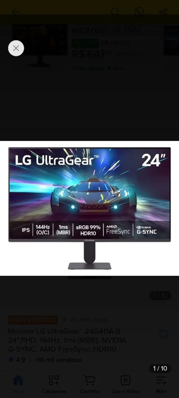 Monitor 24 Polegadas UltraGear 144Hz LG