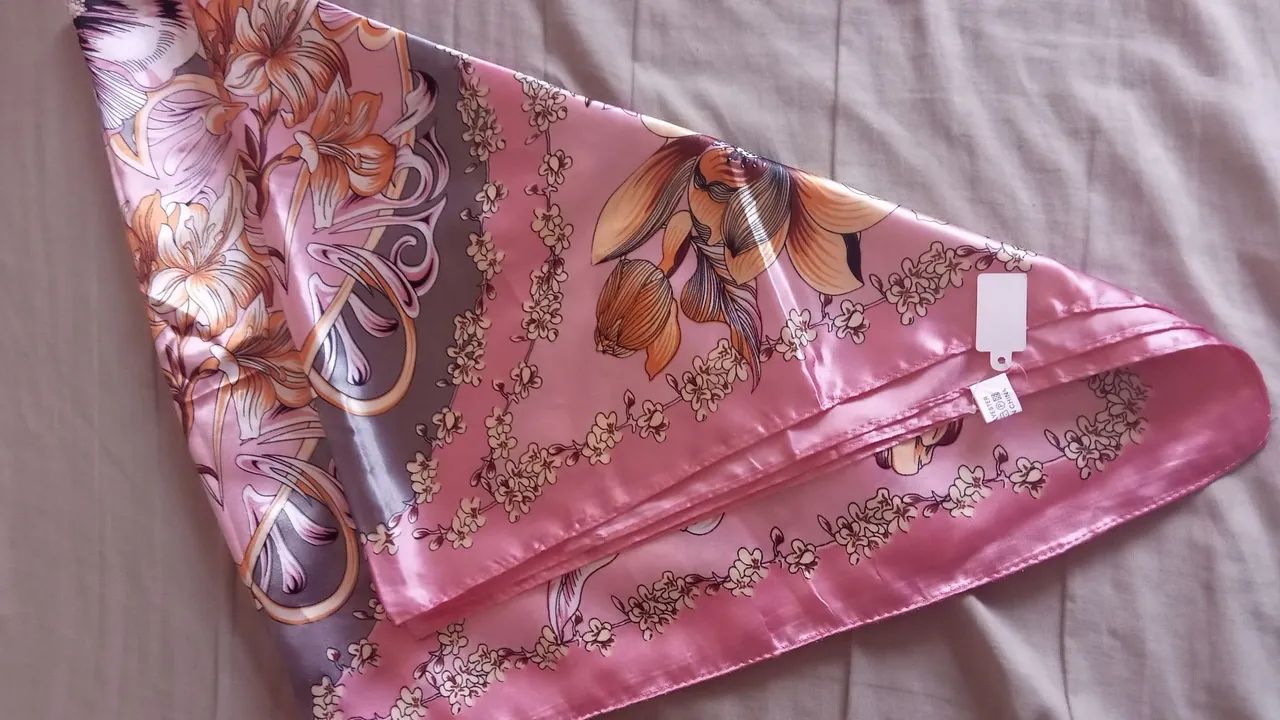 Len ço poliéster - Rosa Floral  - Foto 2