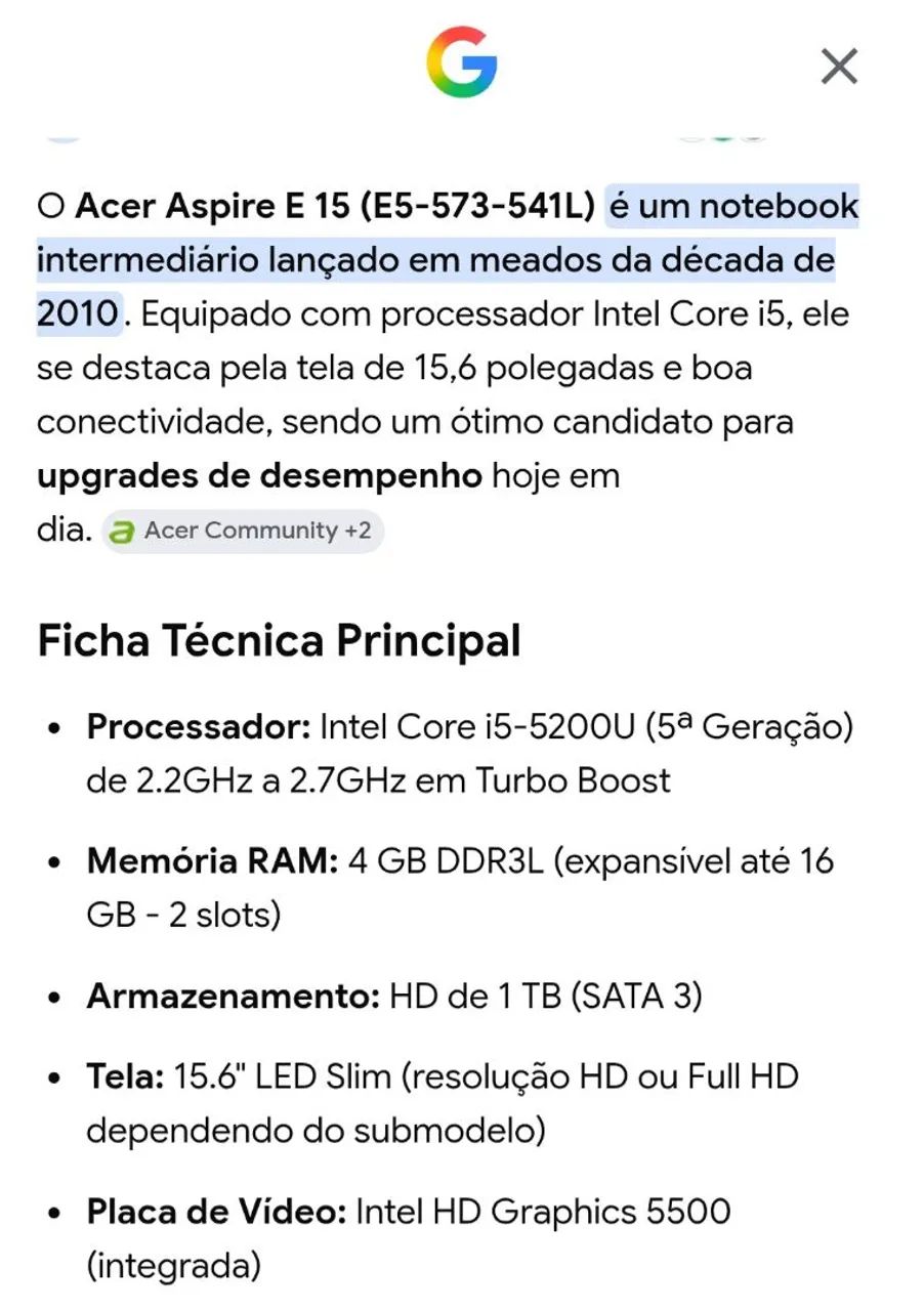 Notebook Acer Aspire E 15, I5, RAM 4G, HD 1TB, Imperdível - Foto 2