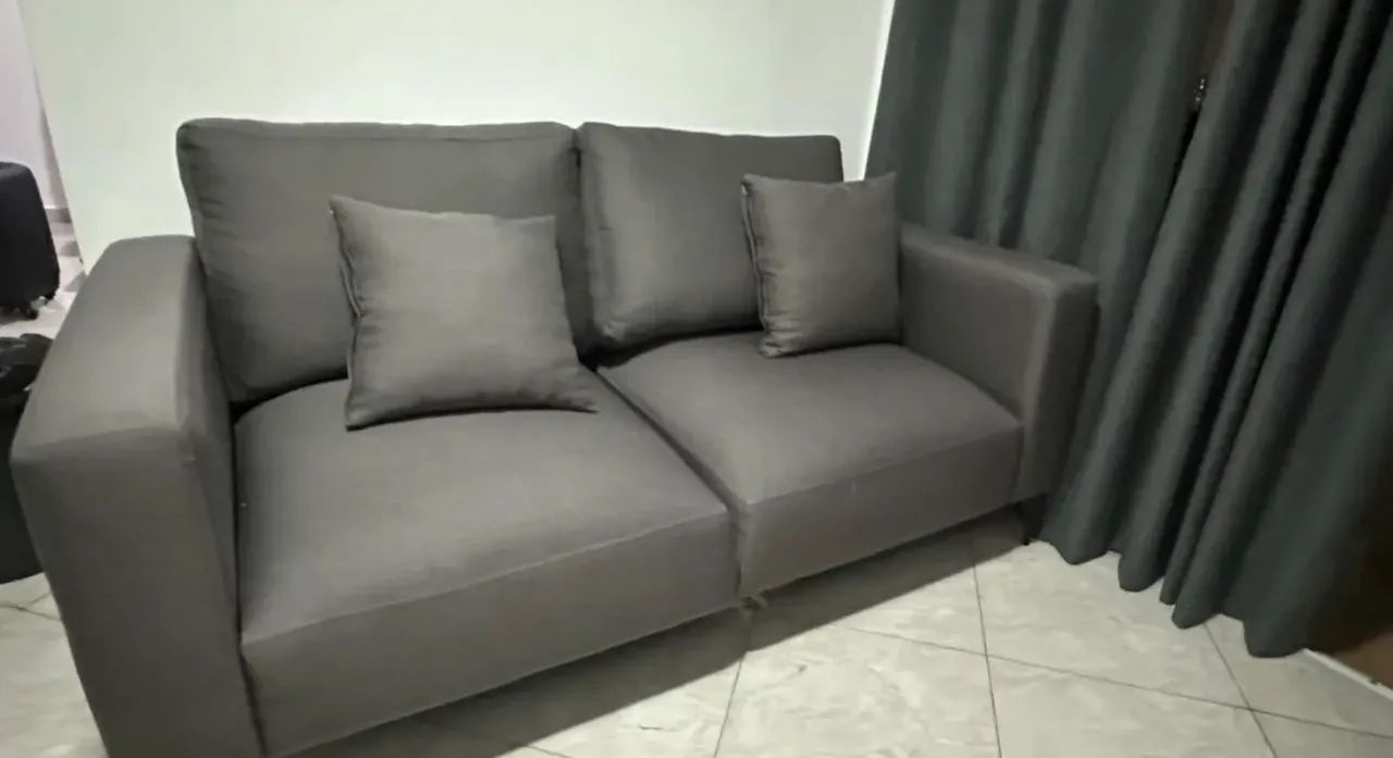 Sofá 2 Lugares com Molas Ensacadas 170 cm Unne Linho Cinza
