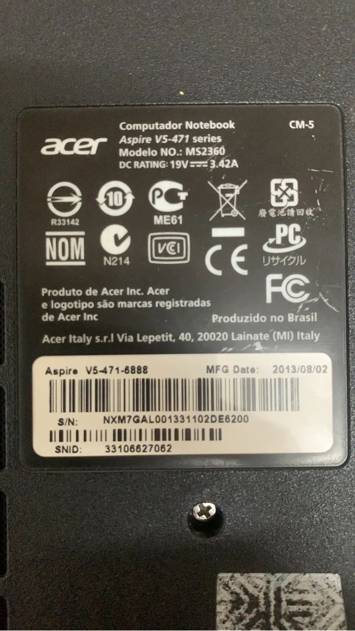 Notebook Acer Aspire 