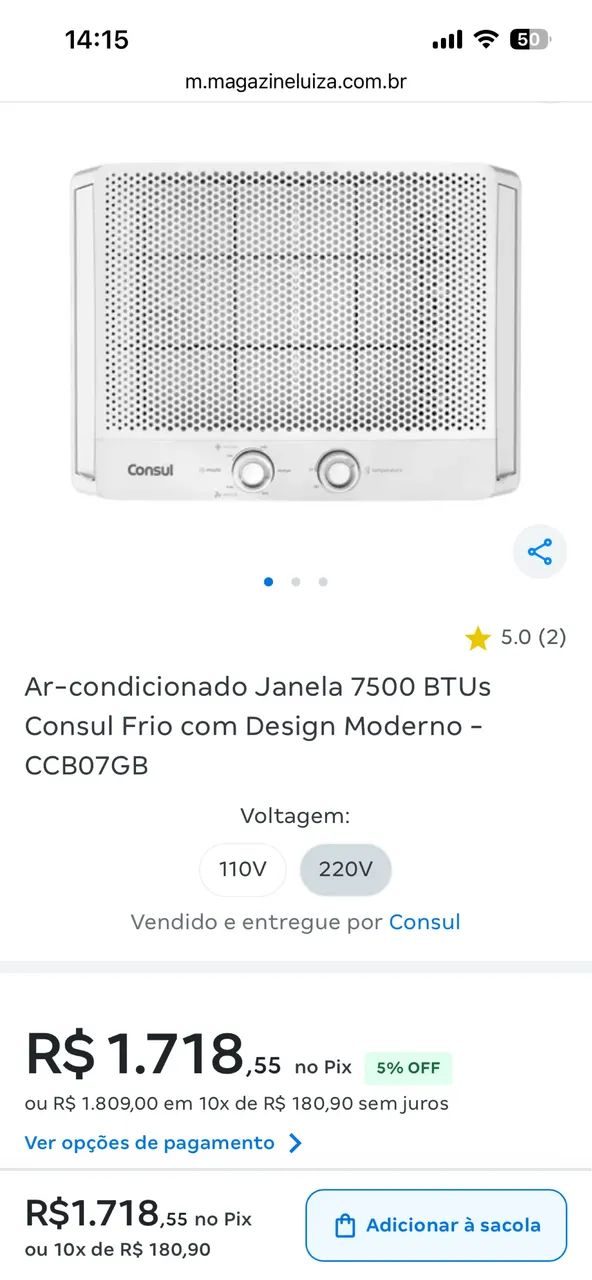 Ar-Condicionado Janela 7500 BTUs Cônsul