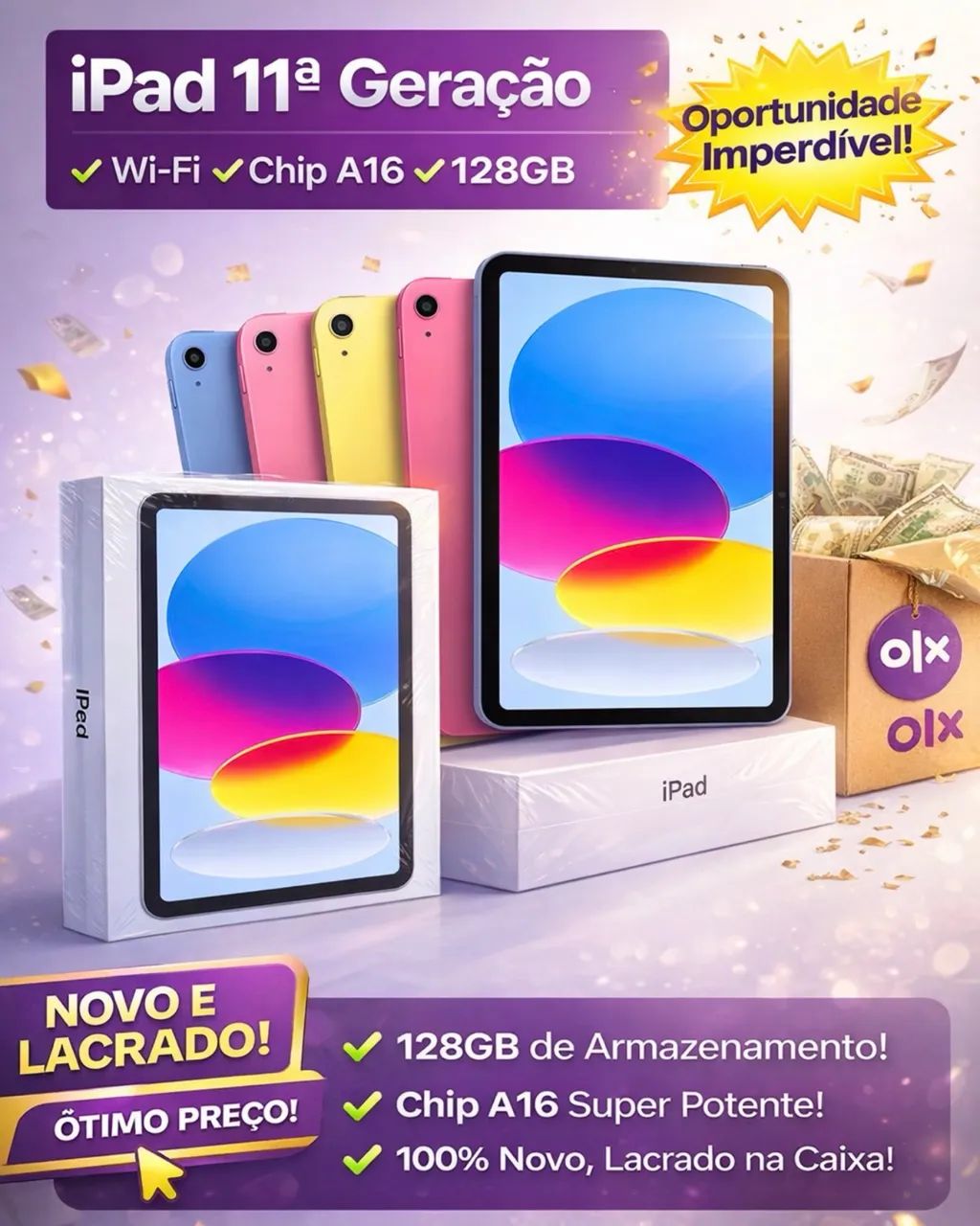 iPad 11 A16 128GB Lacrado | Todas as Cores | Pronta Entrega