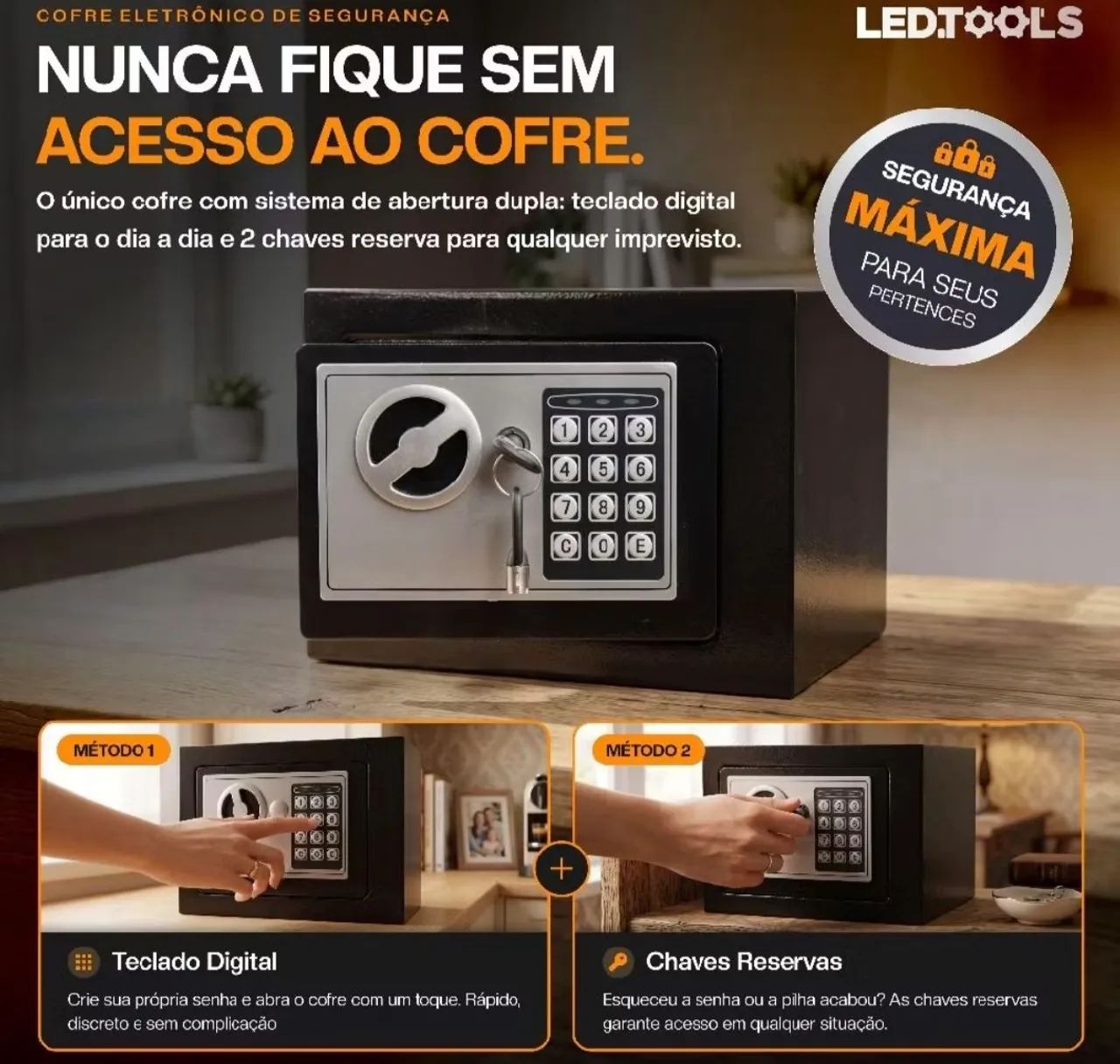 Cofre digital anti-furto senha e chave - Foto 2