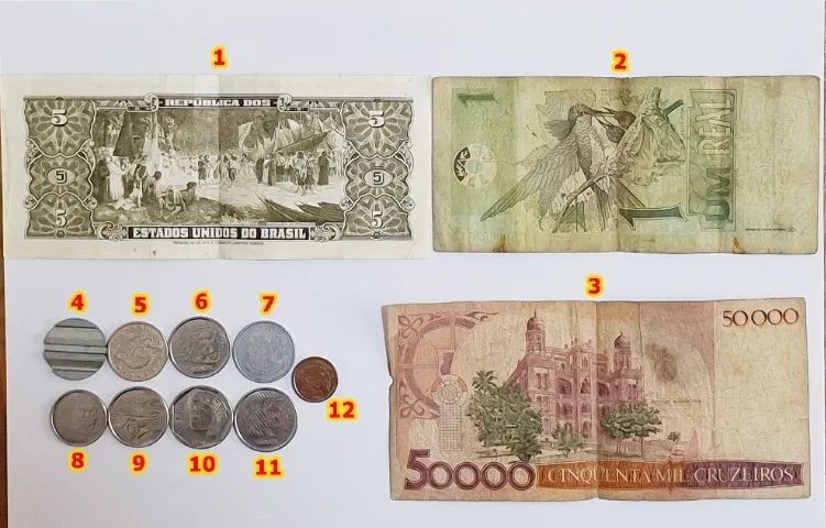 Cedulas e moedas antigas. Décadas de 1960, 1980 e 1990 - Foto 2