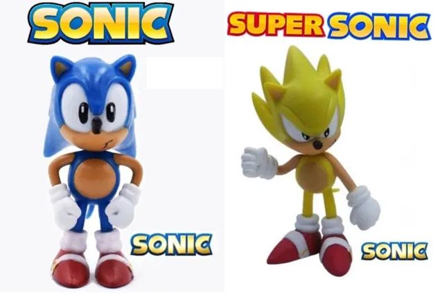 Kit Bonecos Sonic e Super Sonic 6cm Colecionáveis