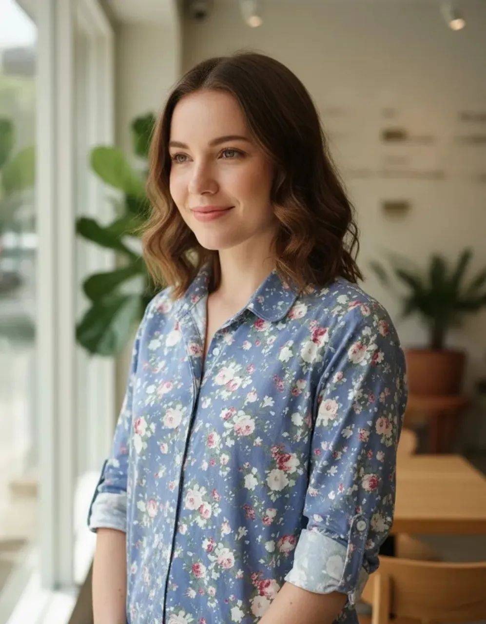 Camisa Floral Feminina manga longa - Foto 2