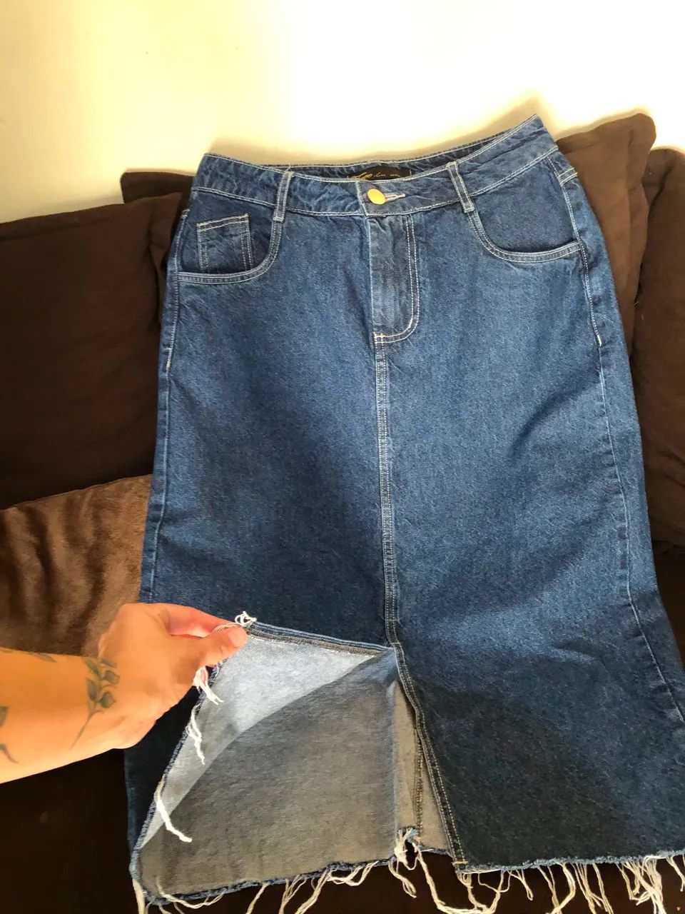 Saia jeans com fenda  - Foto 2