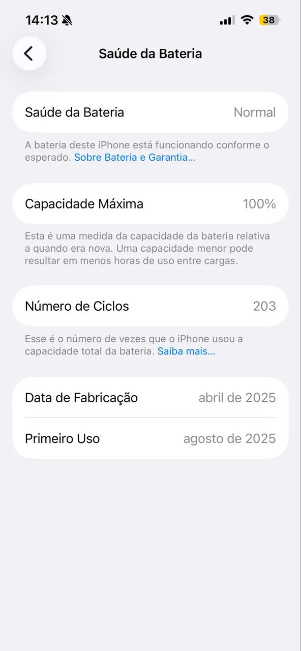 iPhone 16e Preto | 10 meses |  Bateria 100% e 203 ciclos - Foto 4