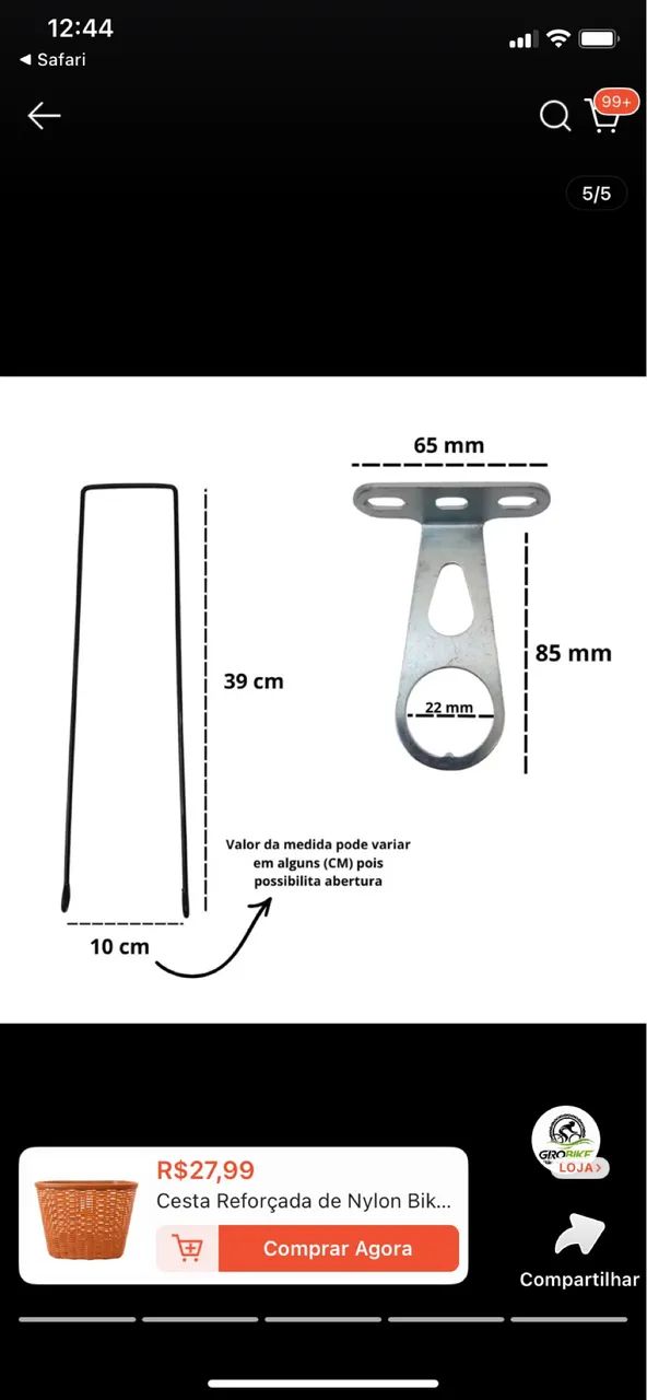Cesta e pezinho para bicicleta - Foto 2