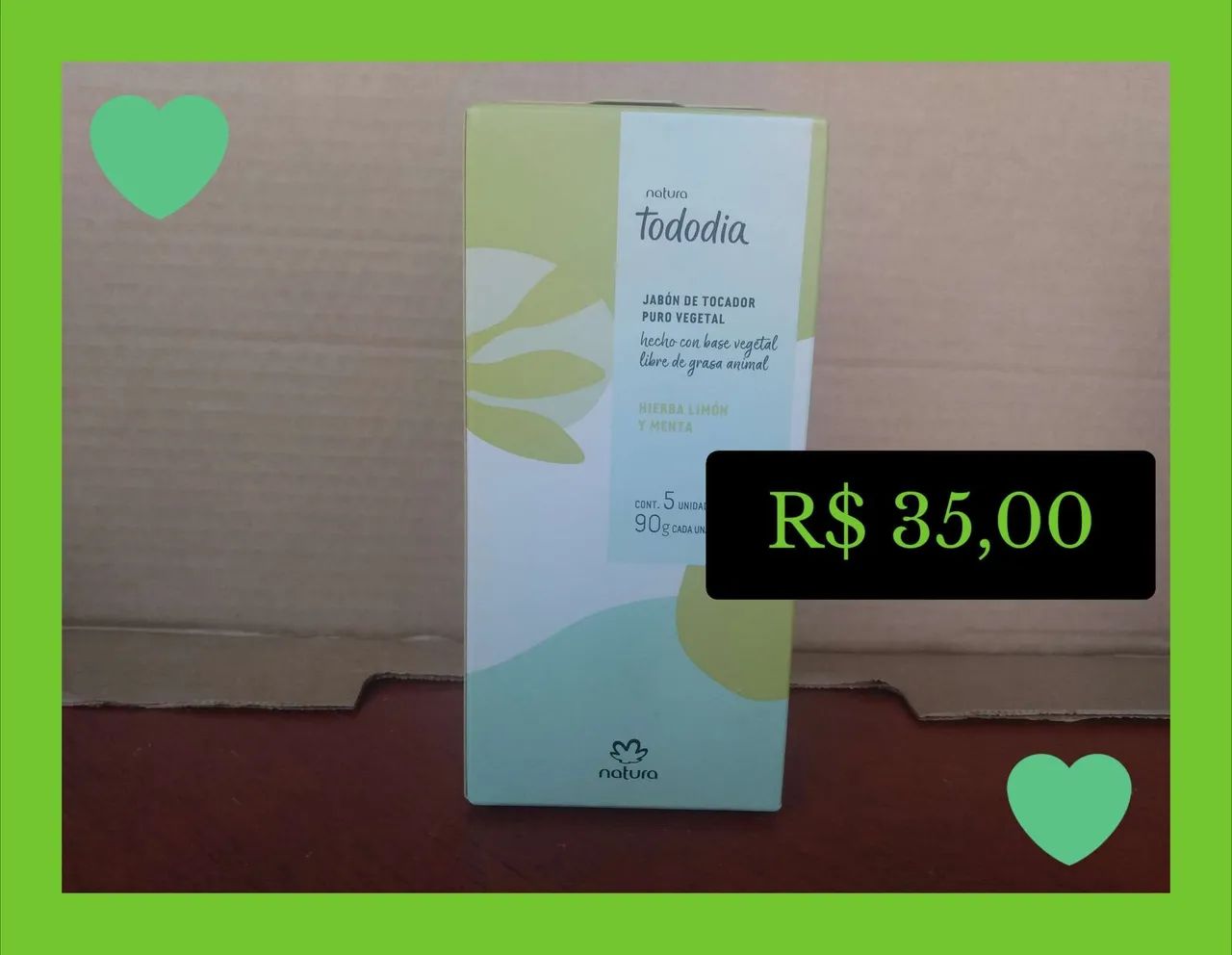 Caixa de sabonetes capim limão e hortelã 