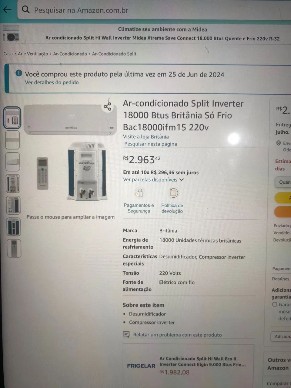 Ar condicionado 18mil btus britania - Foto 3