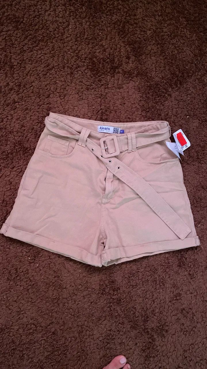 Short de sarja bege Tamanho 40