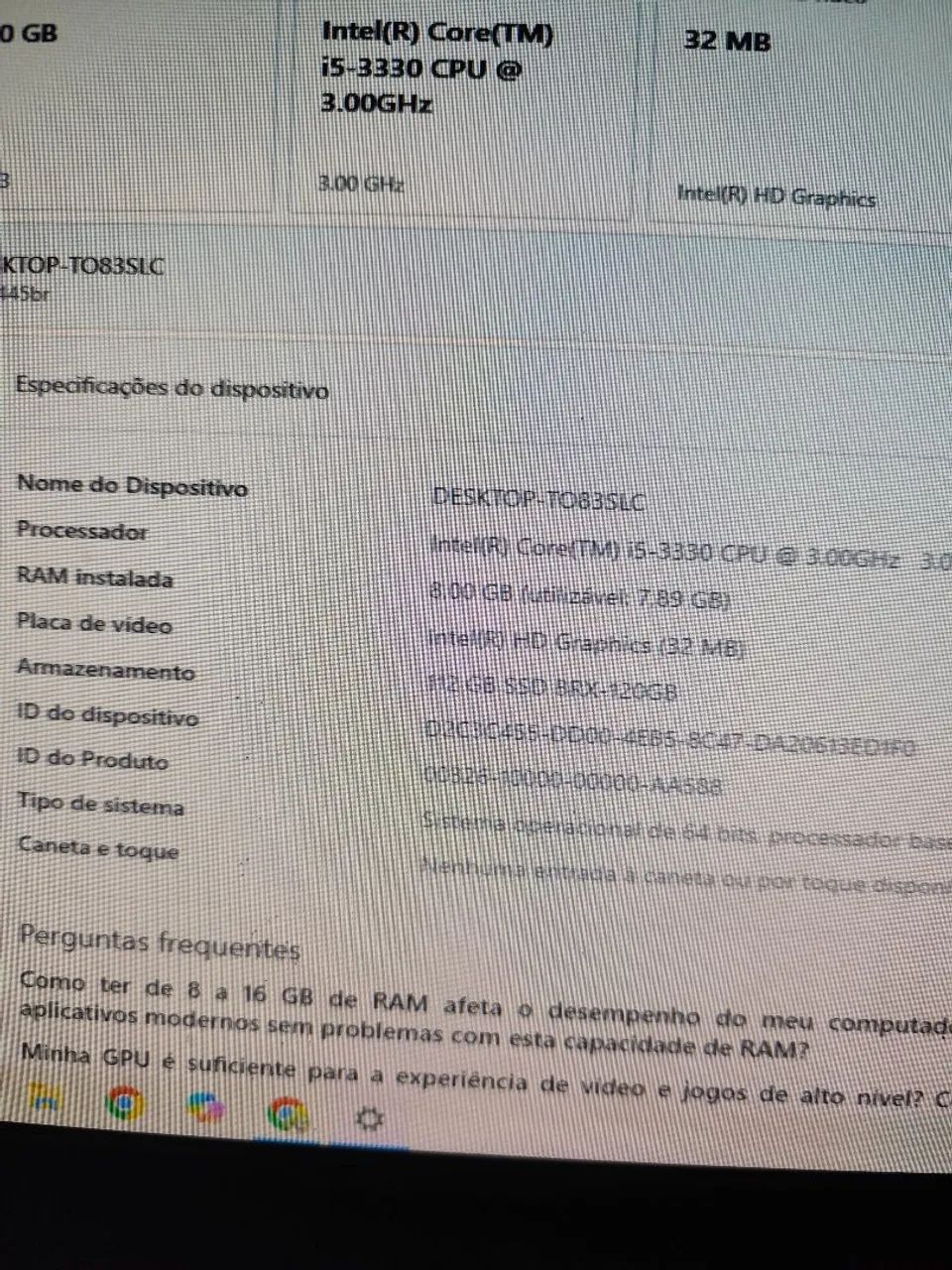 Processador Intel  + Tela core(TM) i5-3330    - Foto 5