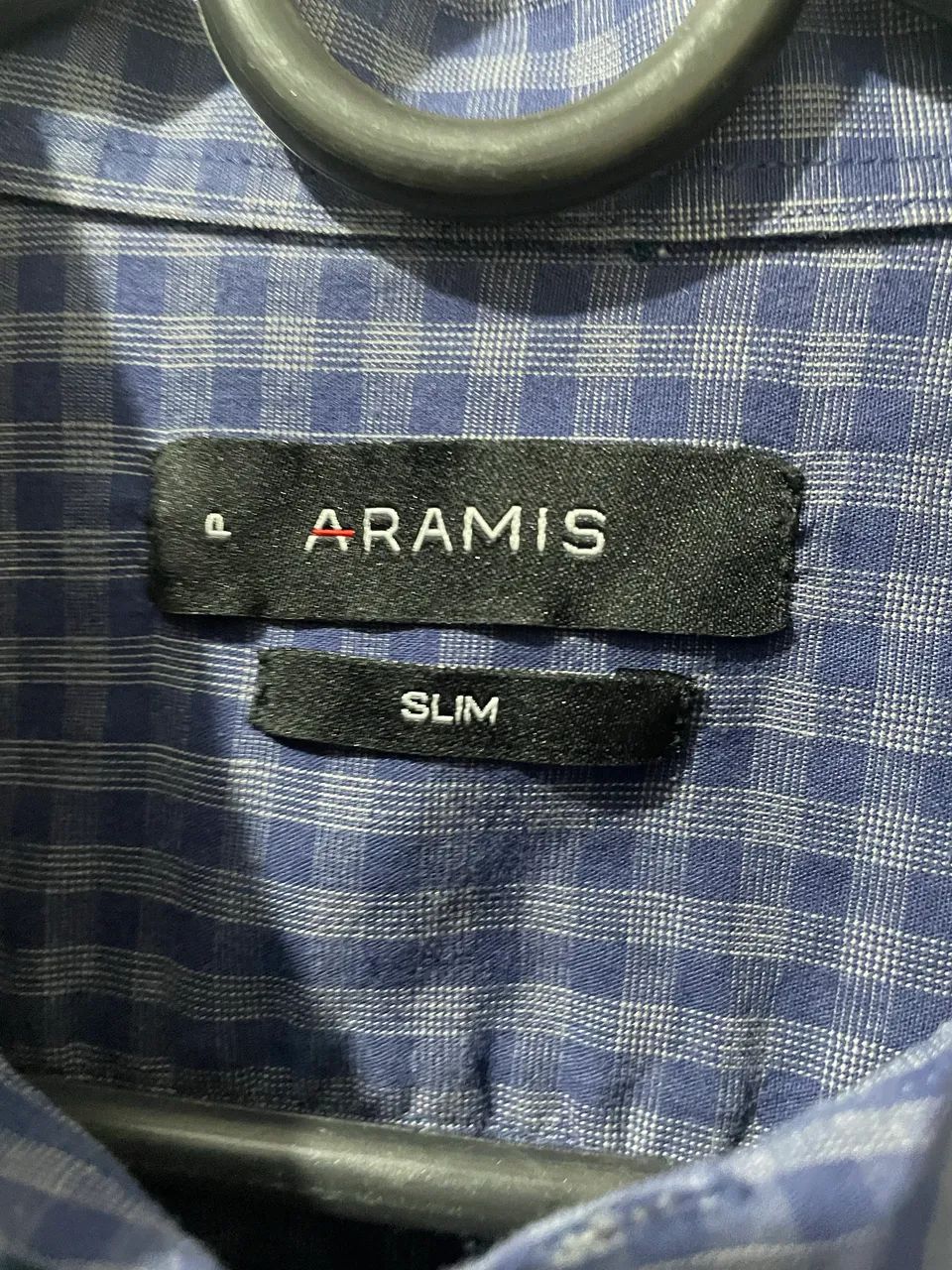 Camisa Aramis Slim Manga Curta Xadrez Azul  - Foto 2