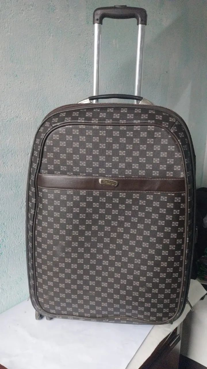 mala de viagem sestini marrom monograma 