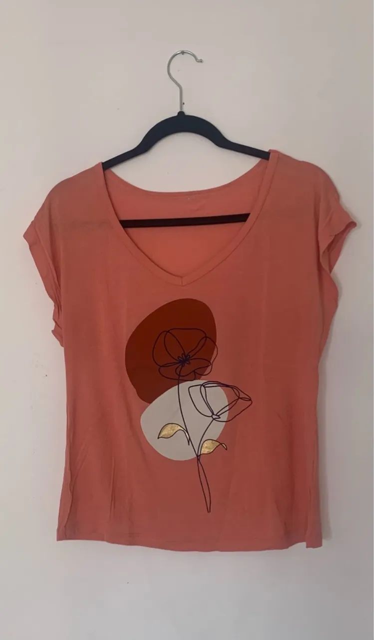 Blusa feminina M Rosa malha viscose 