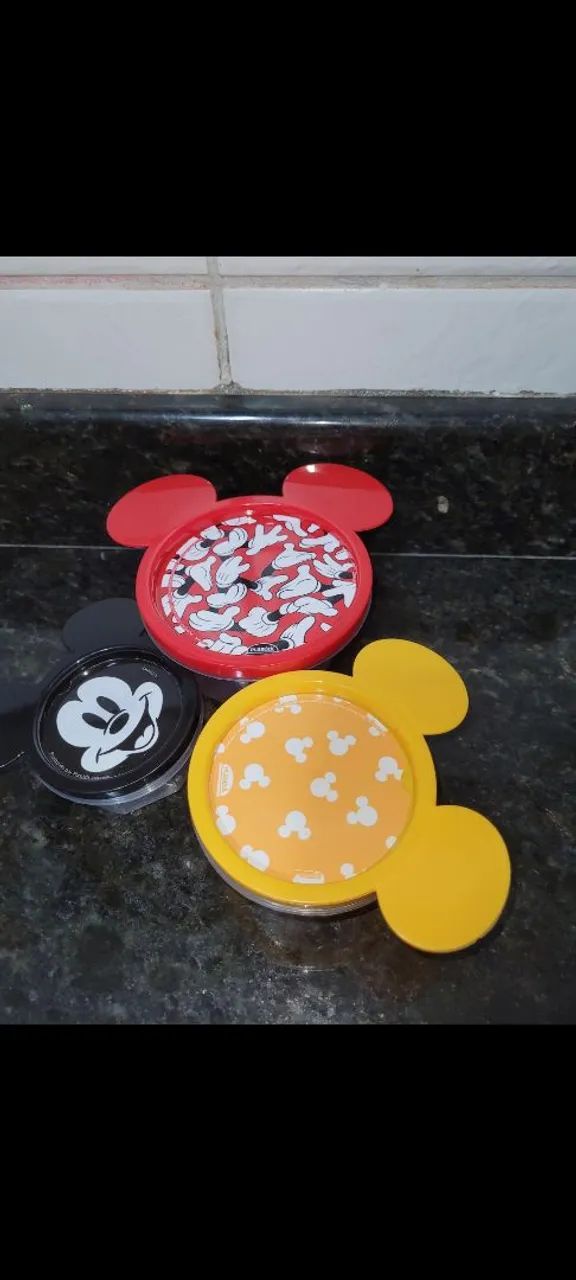 Kit Mickey e Minie c 1Pipoqueira p Micro-Ondas, 3potes, 4imas, 1copo  Avon - Foto 4