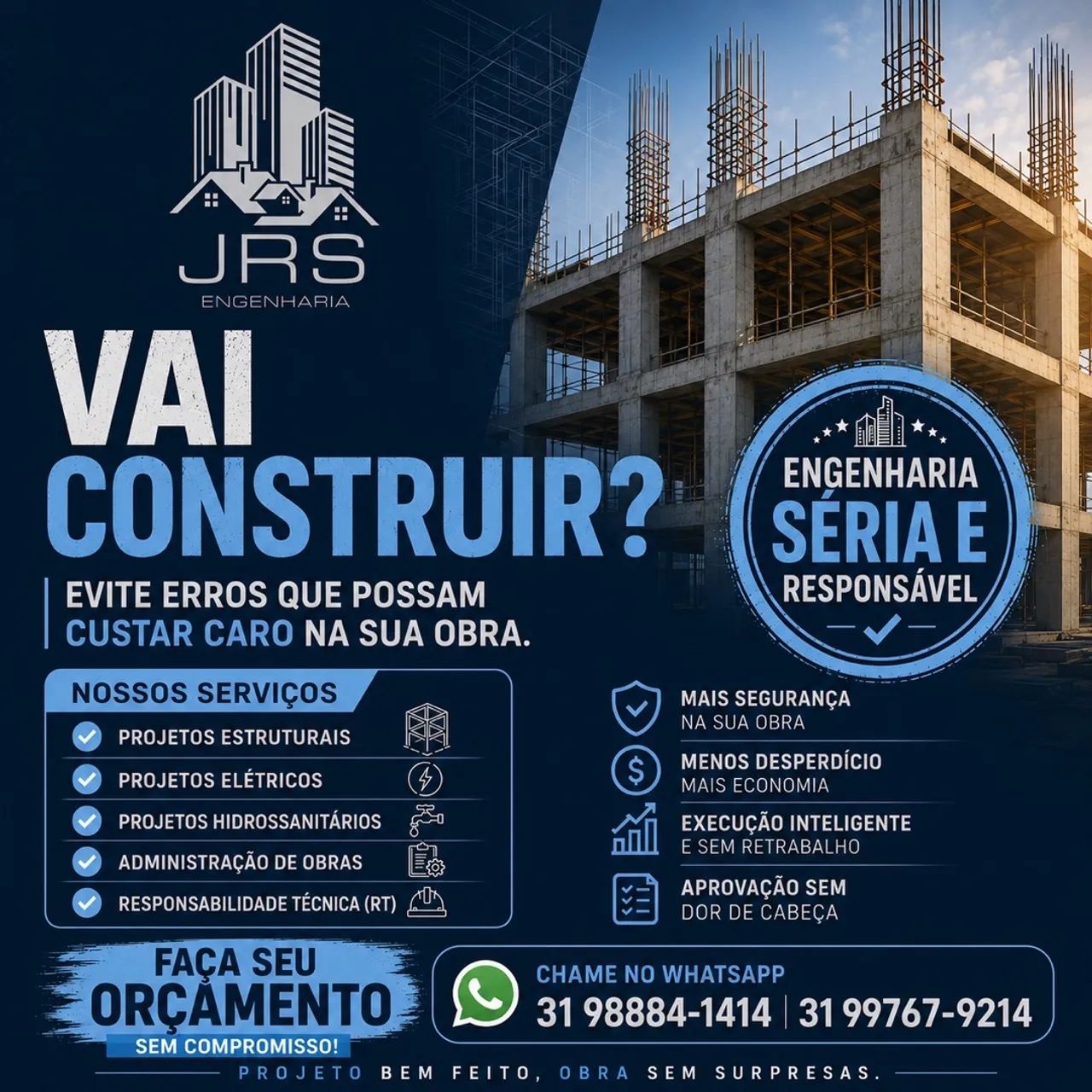 Projeto estrutural, elétrico e hidrossanitário 