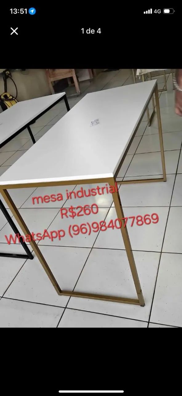 Mesa na cor branco e preto  - Foto 3