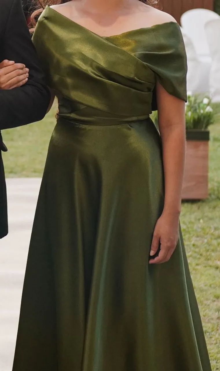 Desapego Vestido de Festa/Casamento verde oliva - Foto 3