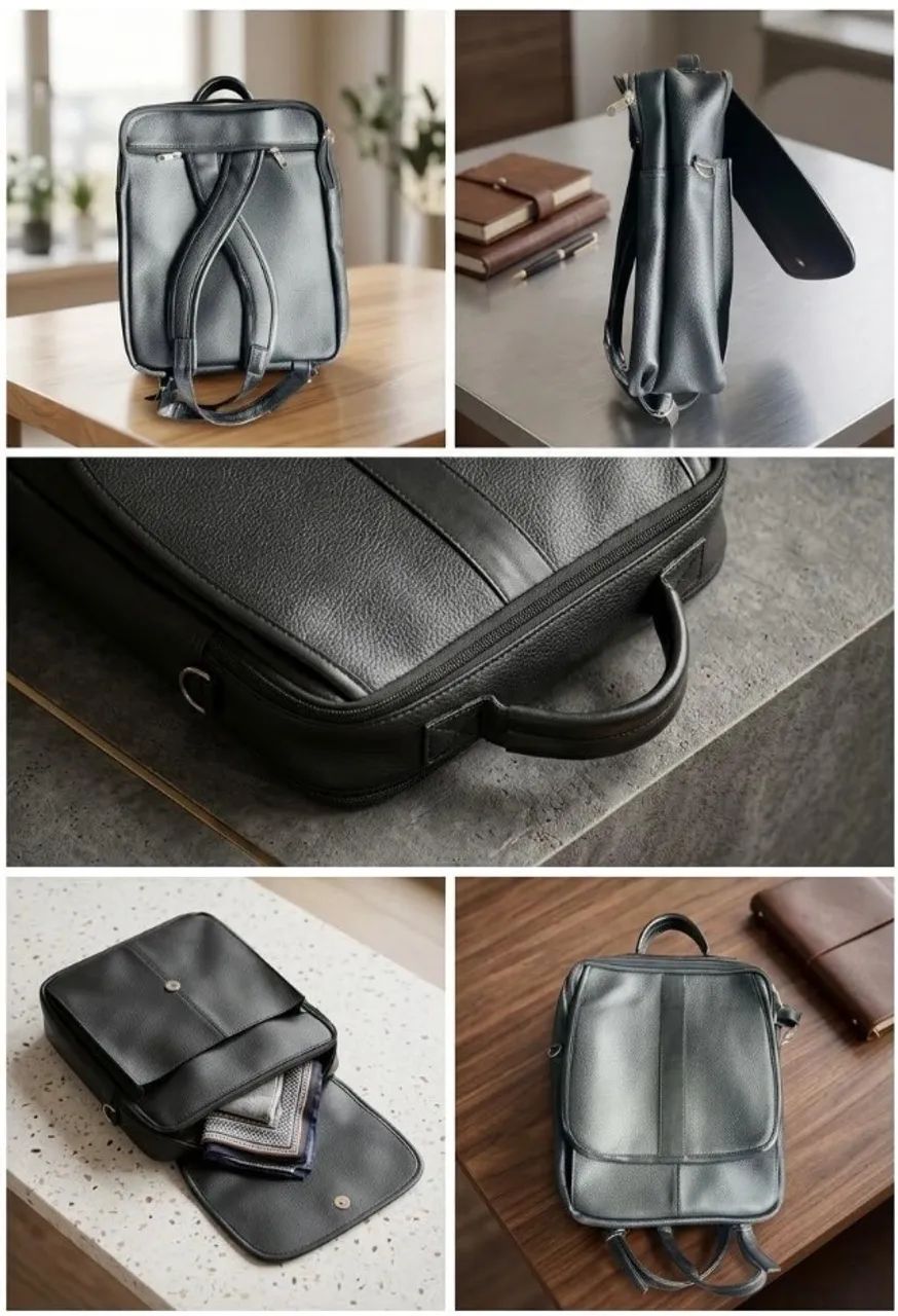 Mochila de Couro Preta Executiva - Nova, Elegante e Resistente