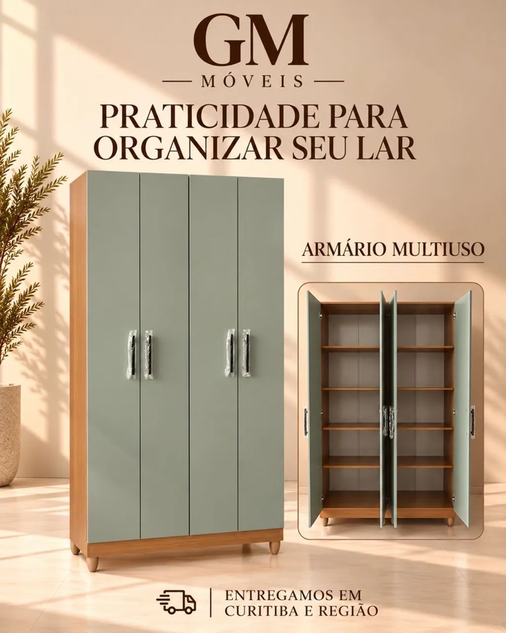 Armario multiuso com prateleiras - pronta entrega 
