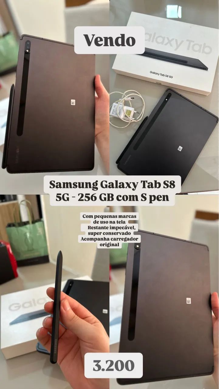 ? Samsung Galaxy Tab S8 5G - 256 GB com S Pen