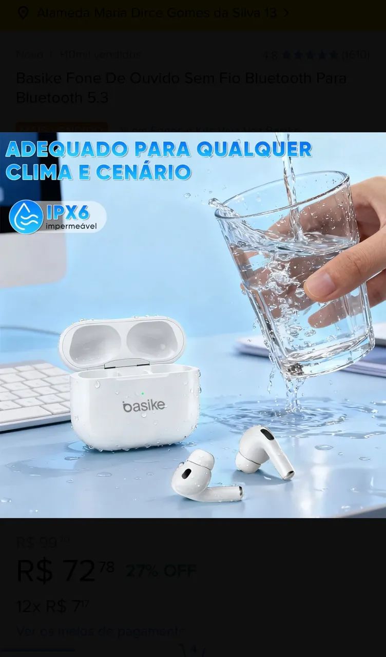 Fone de ouvido Bluetooth Basike (Lacrado + Garantia)    - Foto 5