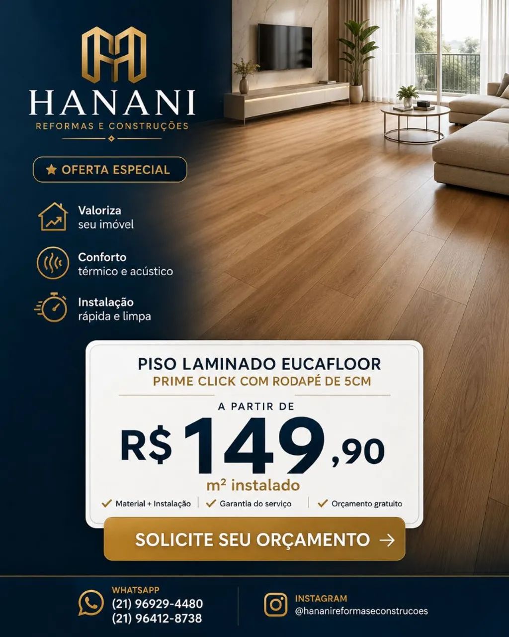 Piso Laminado prime click R$ 149,90<br>