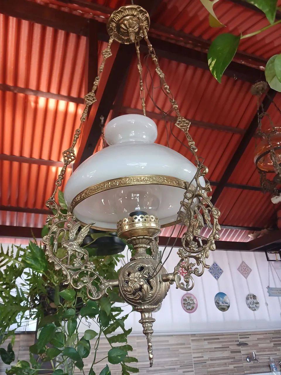 Luminária de bronze antiga  - Foto 2