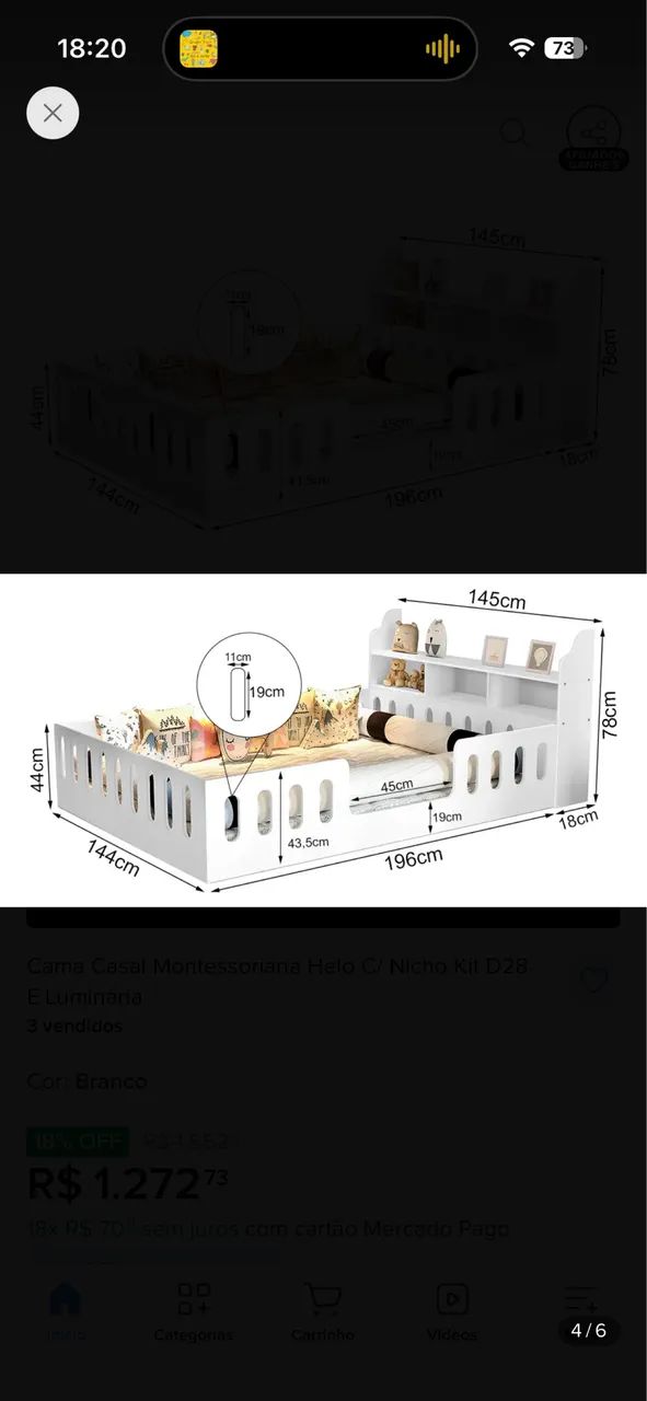 Cama montessoriana de casal com colchão  - Foto 2