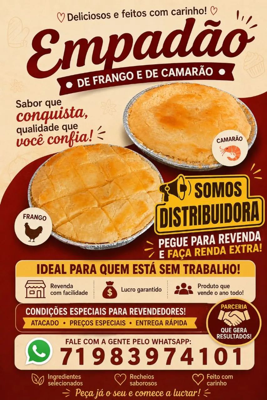 Empadas para Revenda com Preço de Distribuidora!