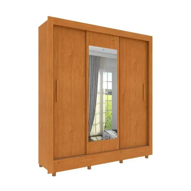 Guarda Roupa Amadeirado Paraty Com Espelho 1m90