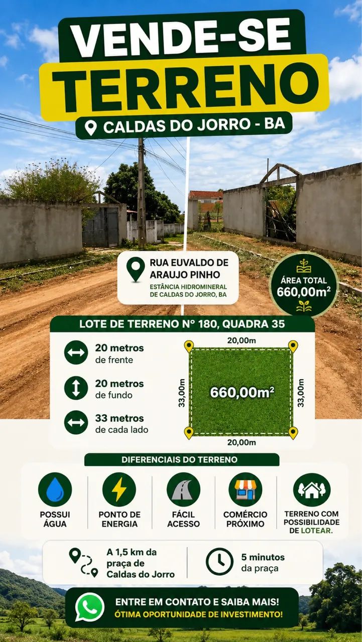 TERRENOS EM CALDAS DO JORRO-BA