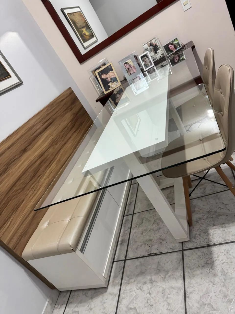 Mesa de vidro com canto alemão - Foto 2