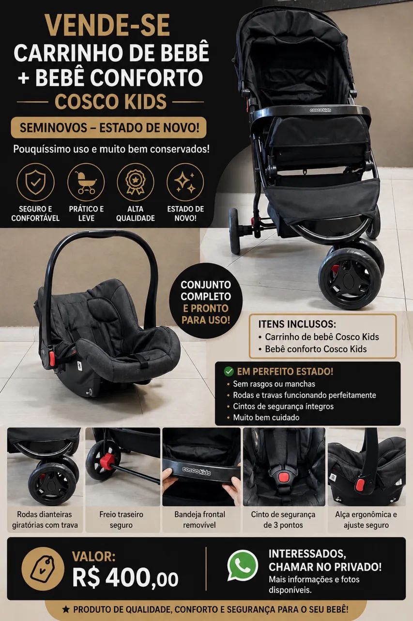 Vende se carrinho e bebê conforto 