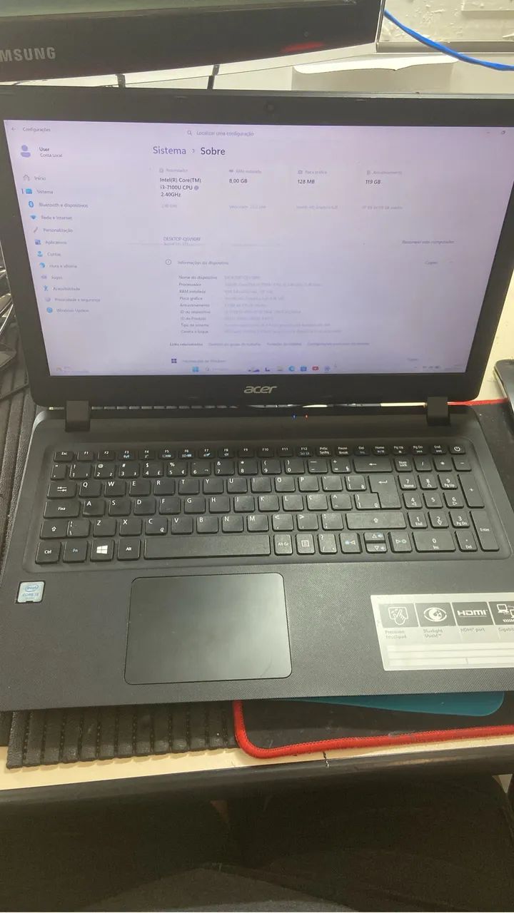 Notebook acer core i3 DDR4