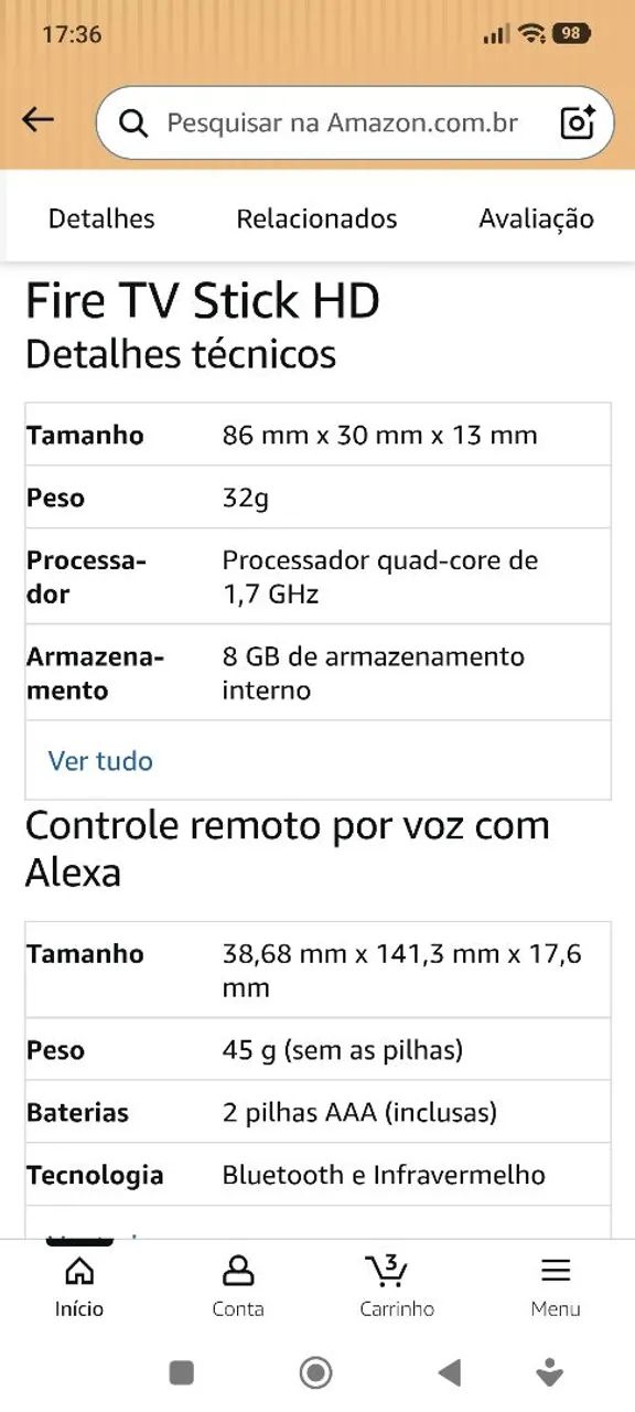 Fire TV Stick HD com Alexa - Foto 3