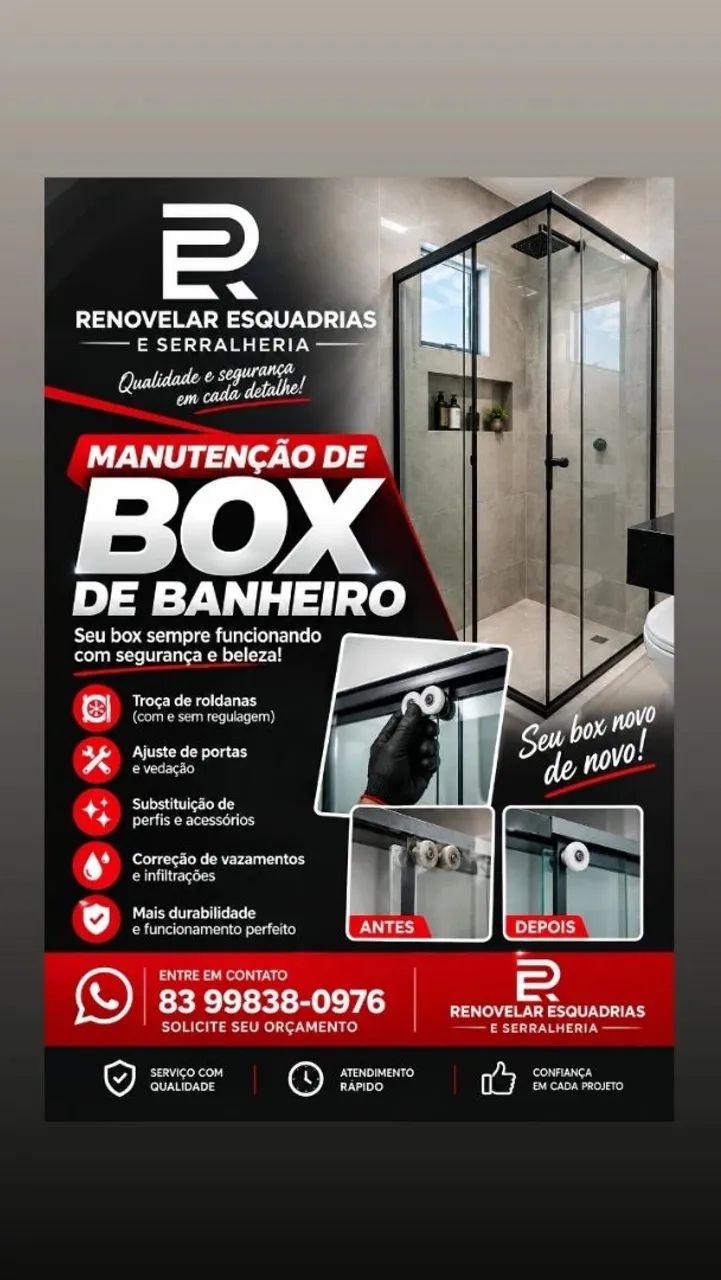 Manutenção em box de banheiro 