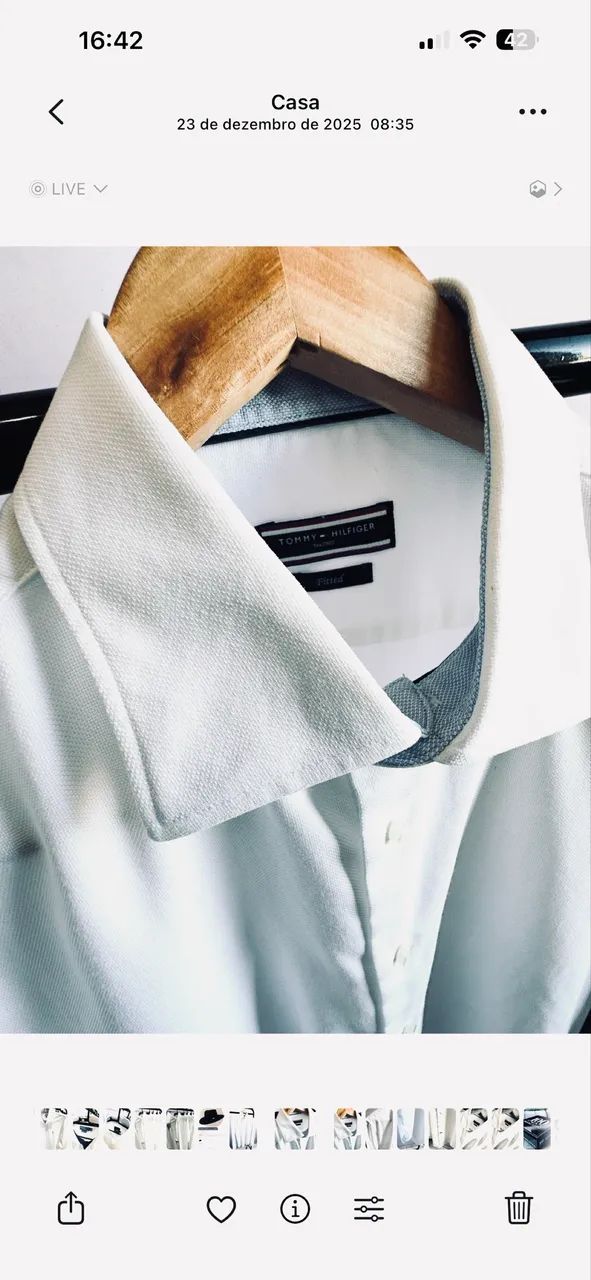 Camisa Social TOMMY HILFIGER Slim Texturizada Branca - Foto 2