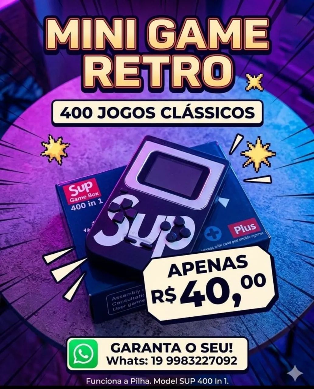 Gamer retro a pilha 