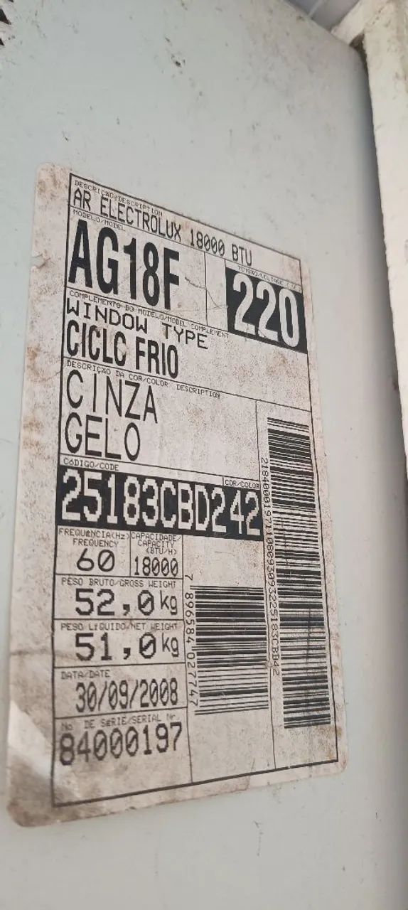 Ar condicionado Eletrolux 220volts