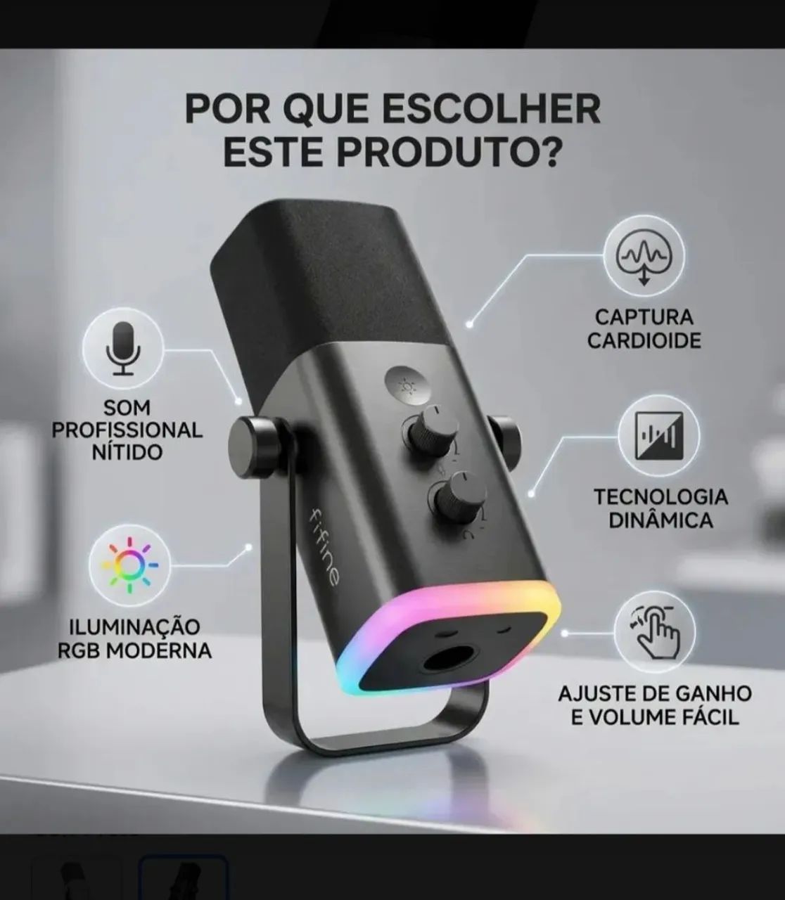 Microfone fifine am8 preto 