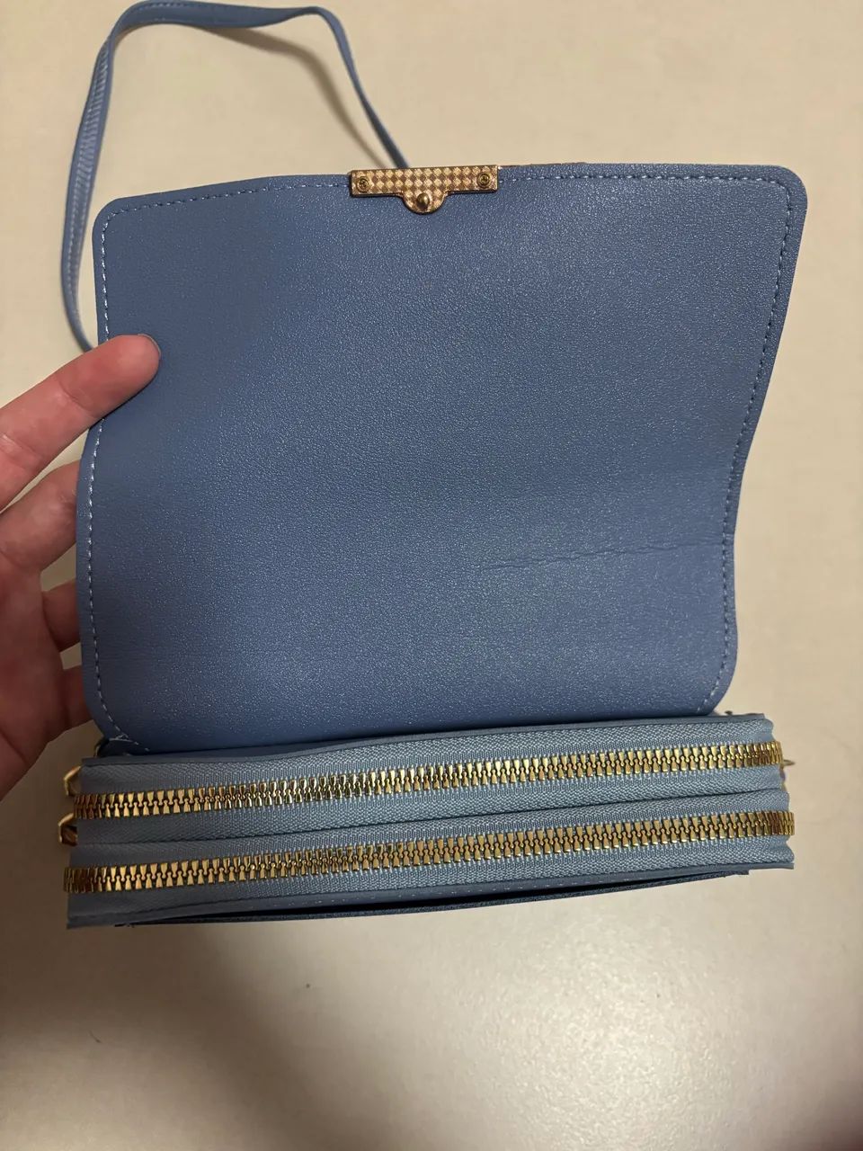 Bolsa nova couro azul carteira - Foto 5