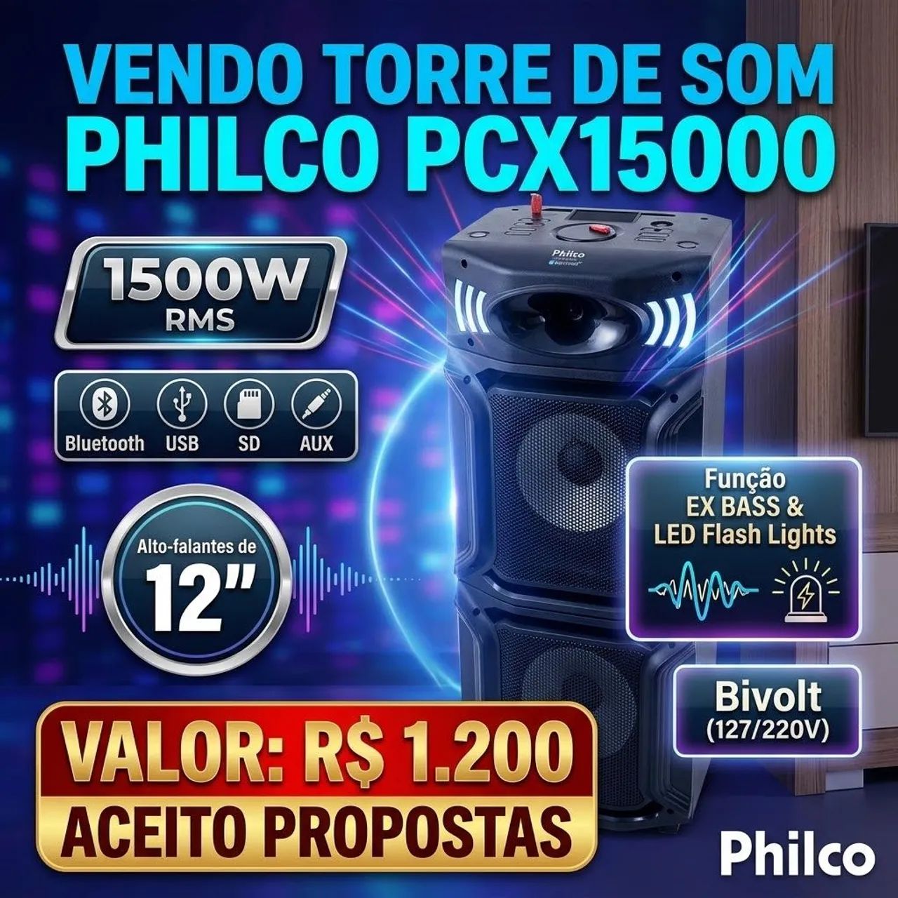 Caixa de SCX15000 1500W RMS 