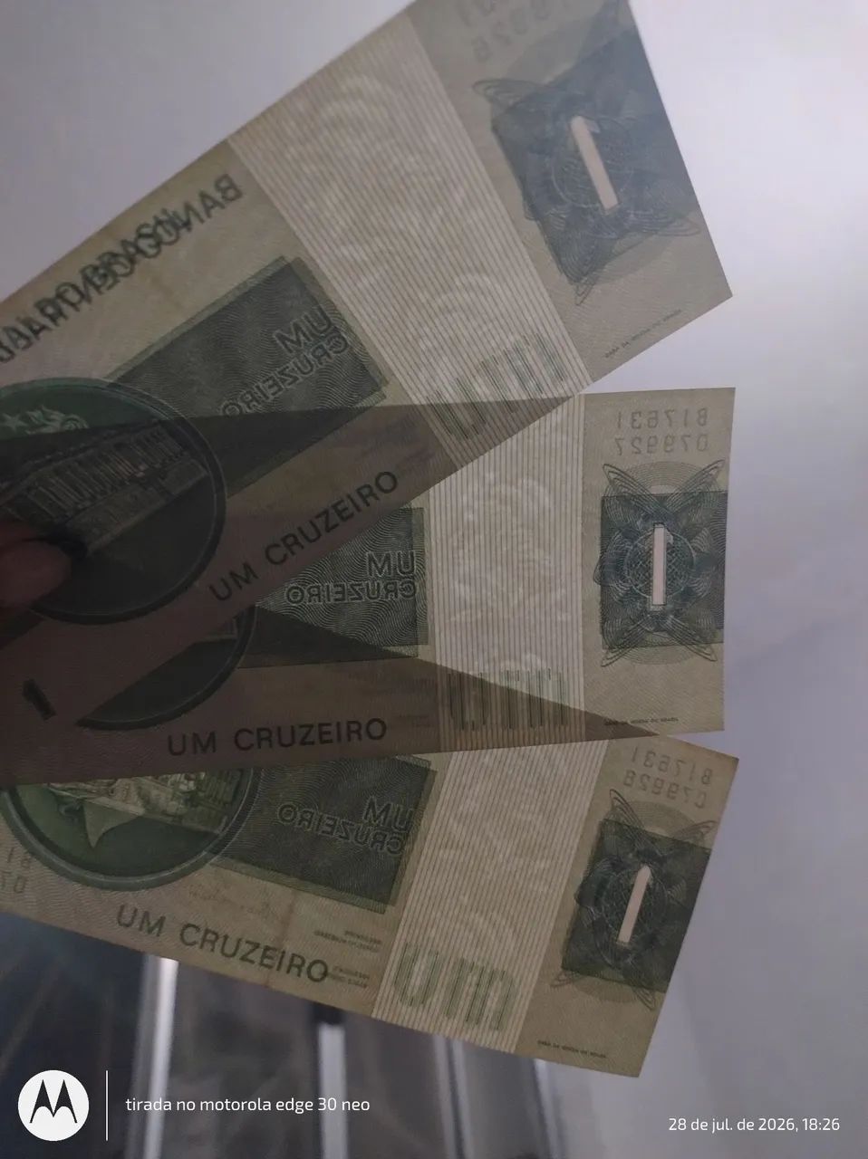 3 cédulas sequência de números 1 cruzeiro  - Foto 2